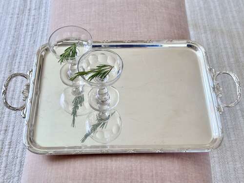 Excellent French Art Deco silver plated serving tray by Orbrille, Paris