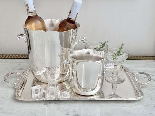 Excellent French Art Deco silver plated serving tray by Orbrille, Paris
