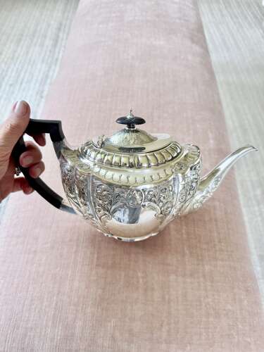 Elegant Victorian silver plated 3 piece tea service C1870 by John Round & Son