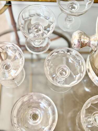 6 antique Val Saint Lambert glass champagne coupes