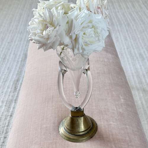 Pretty Art Nouveau lily of the valley etched glass epergne vase