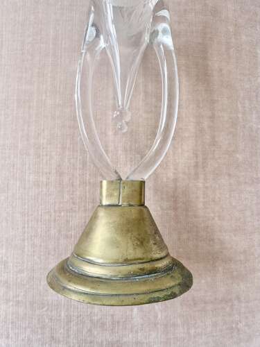 Pretty Art Nouveau lily of the valley etched glass epergne vase