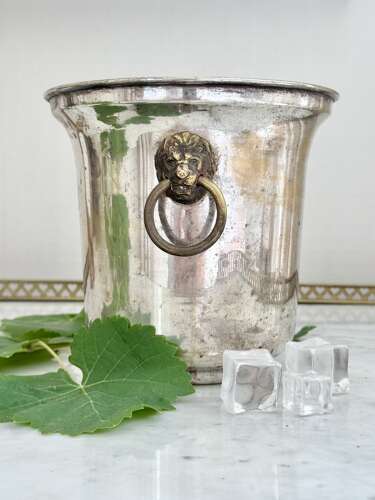 French worn silver plated Champagne wine bucket cooler C1940/50s