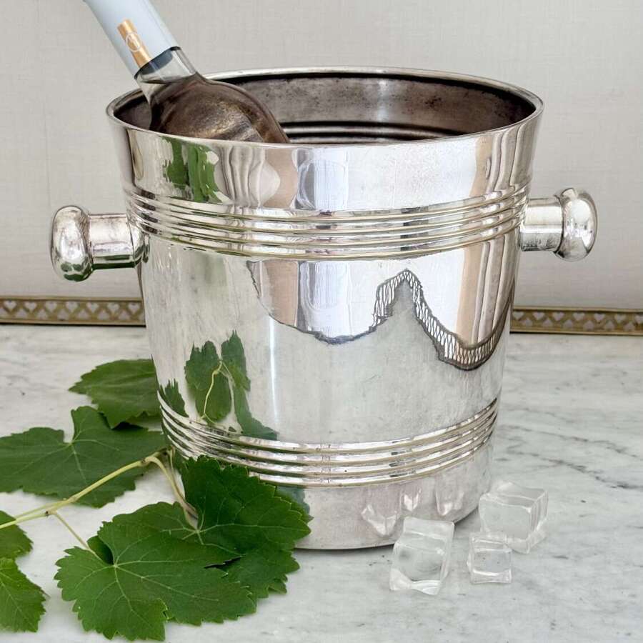 X large Art Deco Anglo Indian silver plated champagne wine ice bucket cooler