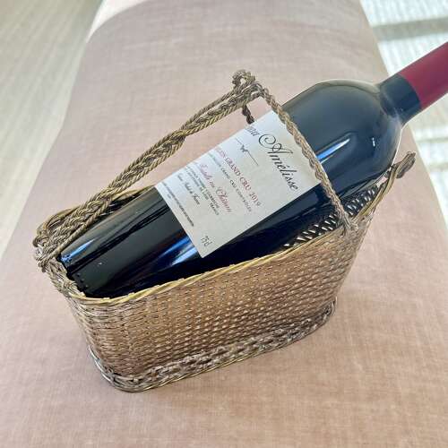 Christofle Silver Plated Woven Wine Bottle Basket