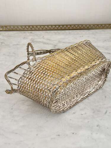 Christofle Silver Plated Woven Wine Bottle Basket