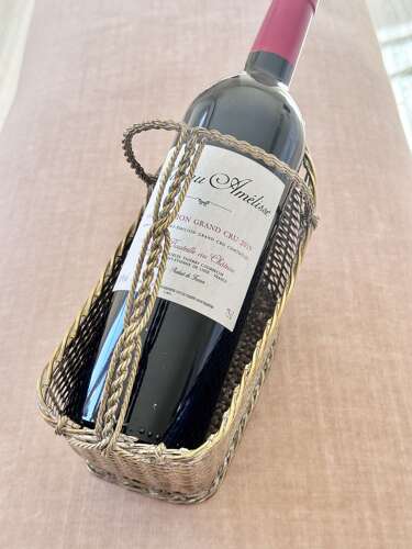 Christofle Silver Plated Woven Wine Bottle Basket