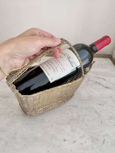 Christofle Silver Plated Woven Wine Bottle Basket