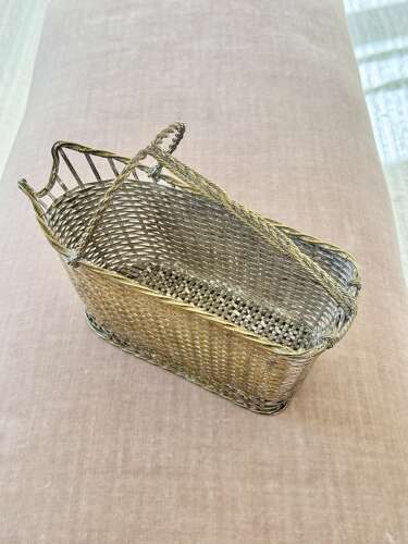 Christofle Silver Plated Woven Wine Bottle Basket