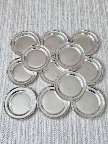 Rare Set 12 Antique Railway 'Hotel Silver' Plates c1895-1910