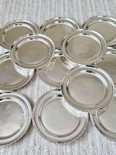 Rare Set 12 Antique Railway 'Hotel Silver' Plates c1895-1910