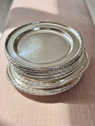 Rare Set 12 Antique Railway 'Hotel Silver' Plates c1895-1910