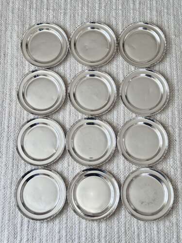 Rare Set 12 Antique Railway 'Hotel Silver' Plates c1895-1910