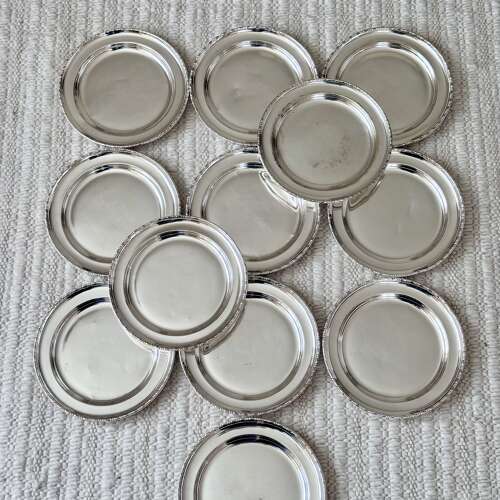 Rare Set 12 Antique Railway 'Hotel Silver' Plates c1895-1910