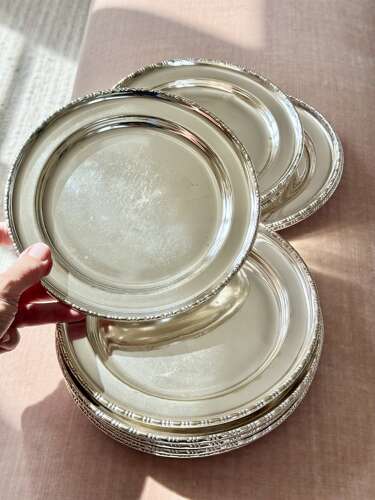Rare Set 12 Antique Railway 'Hotel Silver' Plates c1895-1910