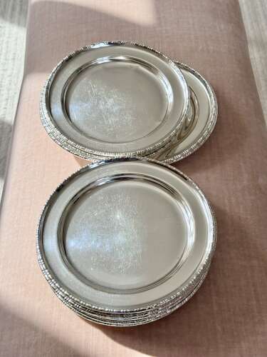 Rare Set 12 Antique Railway 'Hotel Silver' Plates c1895-1910