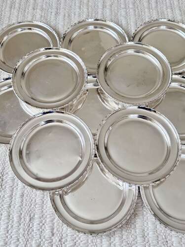 Rare Set 12 Antique Railway 'Hotel Silver' Plates c1895-1910