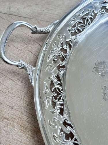 An Exceptional Edwardian Art Nouveau Silver-Gilt & EPNS Gallery Tray