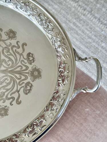 An Exceptional Edwardian Art Nouveau Silver-Gilt & EPNS Gallery Tray