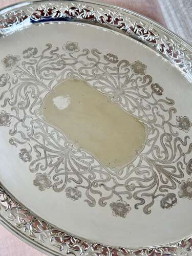 An Exceptional Edwardian Art Nouveau Silver-Gilt & EPNS Gallery Tray