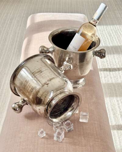 Fab pair Mid 20th Century patinated silver plated wine cooler ice buckets
